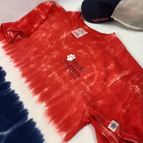 Simply Southern Bone in the USA Patriotic Red Blue Tie Die Short Sleeve T-Shirt - Picture 9 of 13